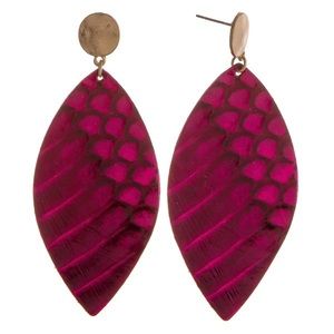 Animal print earrings fuchsia snakeskin